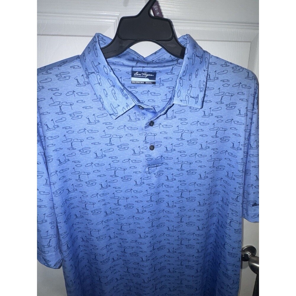 Ben Hogan Performance Men's Graphic Print Polo Blue 2XL       UV Stretch
